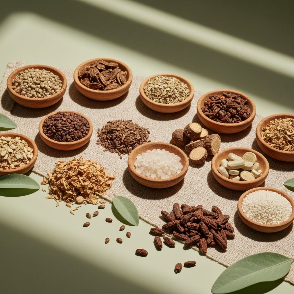 Array of natural supplements and ingredients